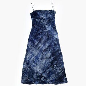 Vintage Silk Tye Dye Abstract Print Slip Dress - Midi/Maxi length